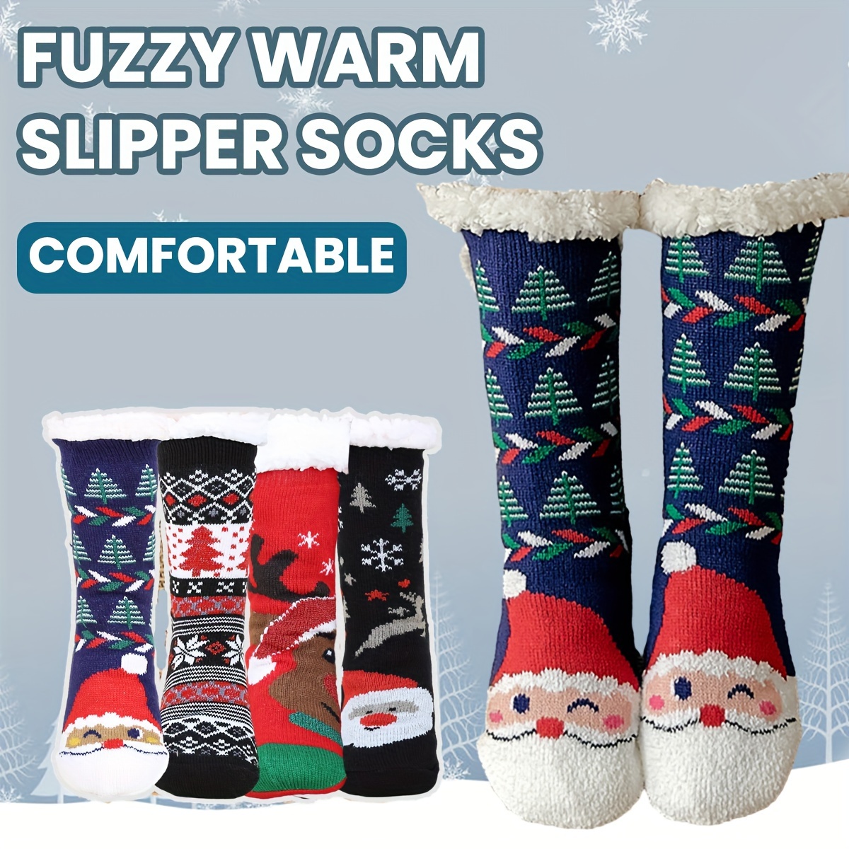 Women's Christmas Graphic Winter Fuzzy Socks Super Soft - Temu
