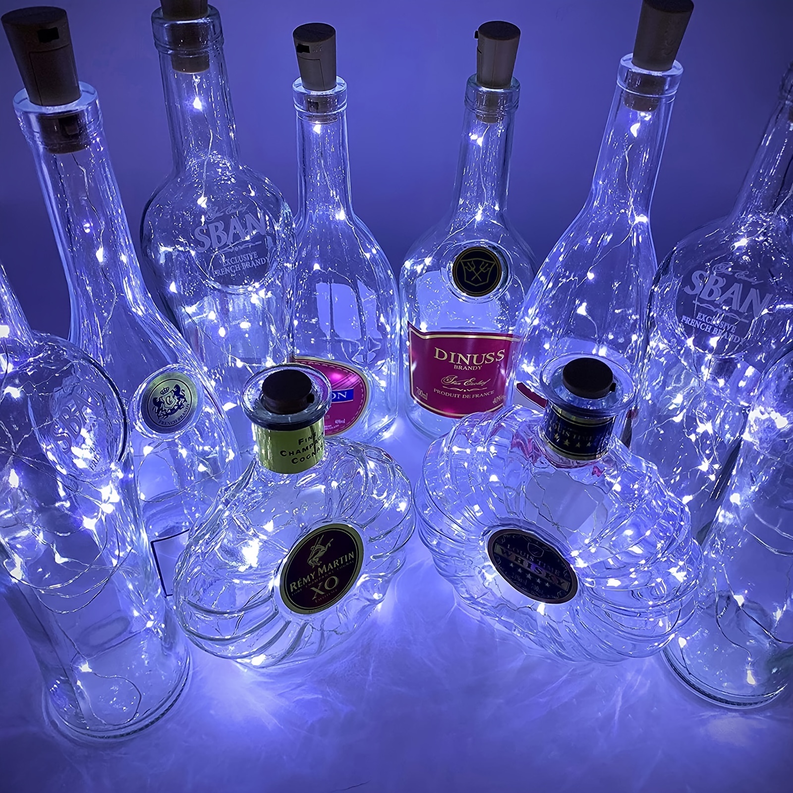 Guirlande lumineuse pour bouteille 12 Leds multicolores à piles