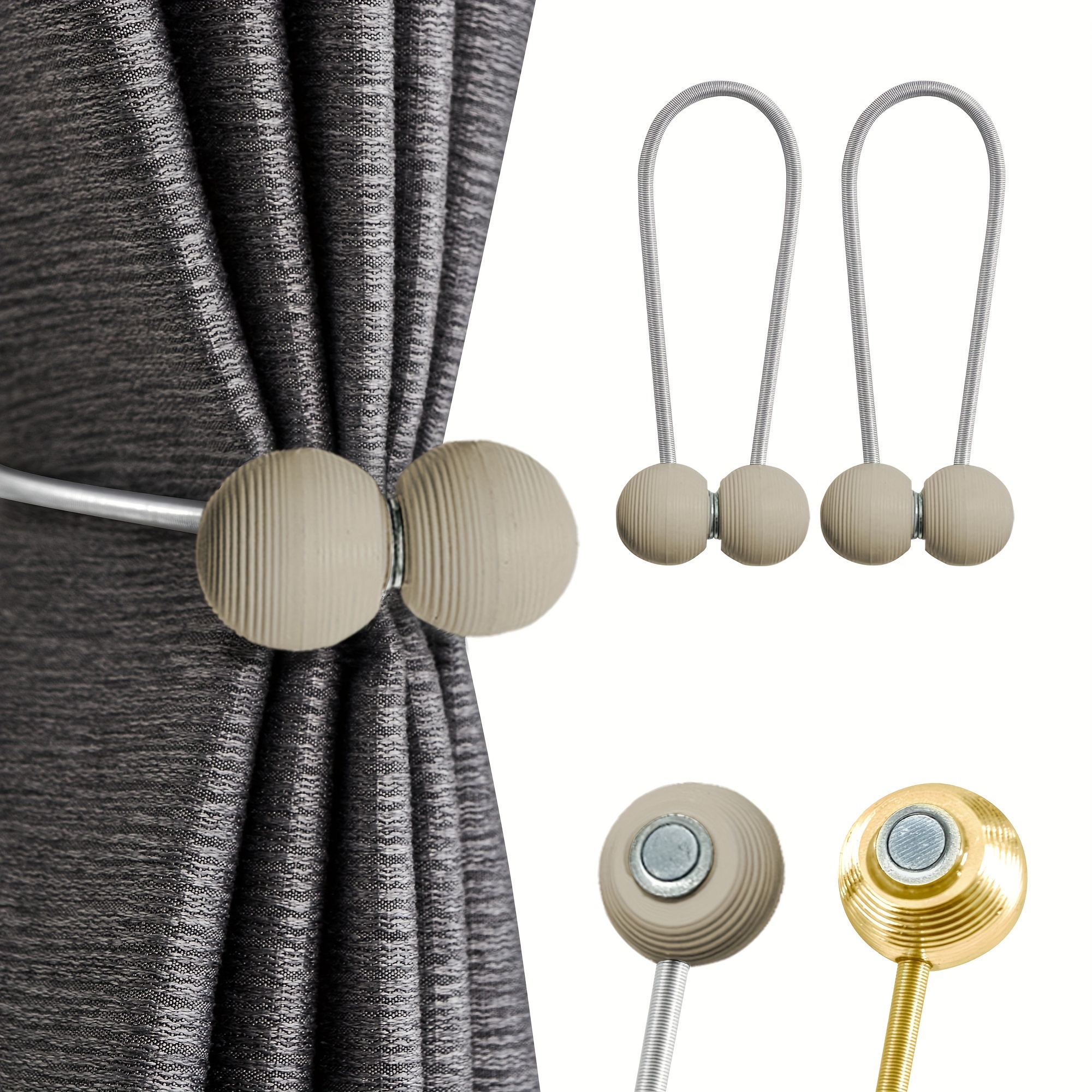 2pcs Magnetic Curtain Tiebacks Metal Ball Shape Holdbacks