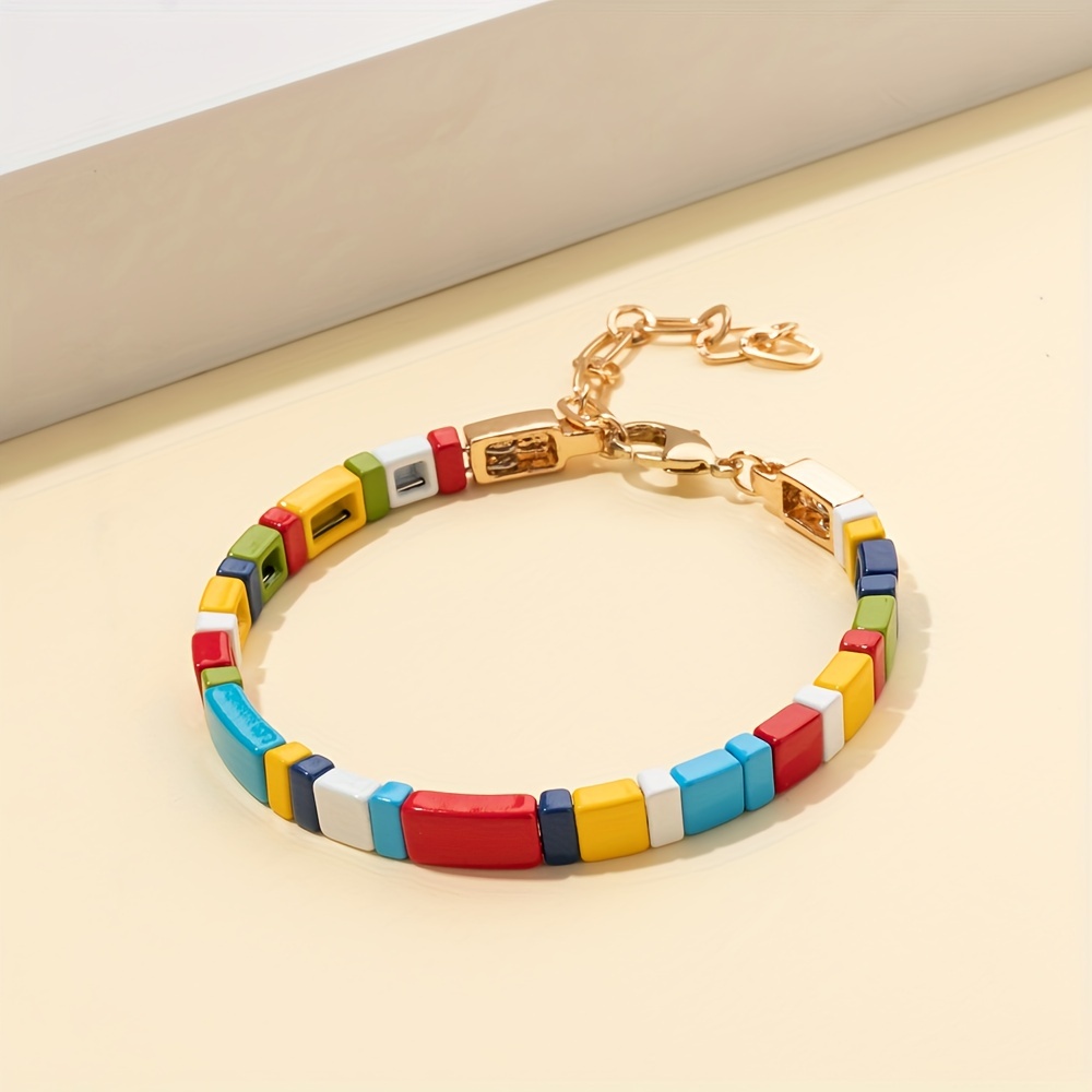 Colorful Extension Chain Bracelet Rainbow Beach Style Women's