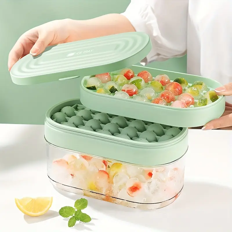 Ice Cube Tray With Lid And Container Flexible Food Grade - Temu