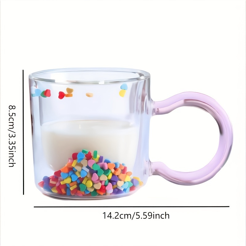 Cute Glass Coffee Mug, Double-walled Espresso Coffee Cups, Quicksand Heat  Insulated Water Cups, Summer Winter Drinkware, Birthday Gifts - Temu