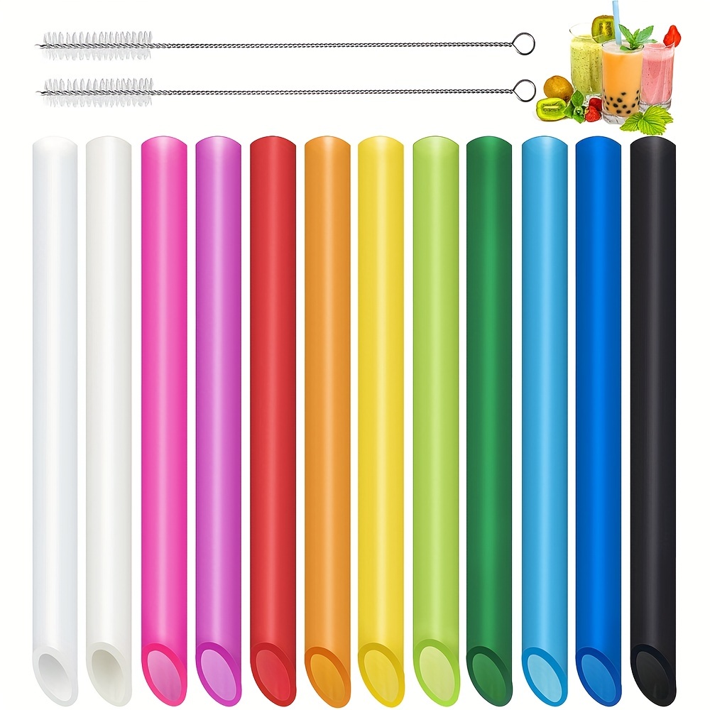 Glass Straws,12-Pack Reusable Glass Drinking Straws, Size  8.5''X10 MM, Including