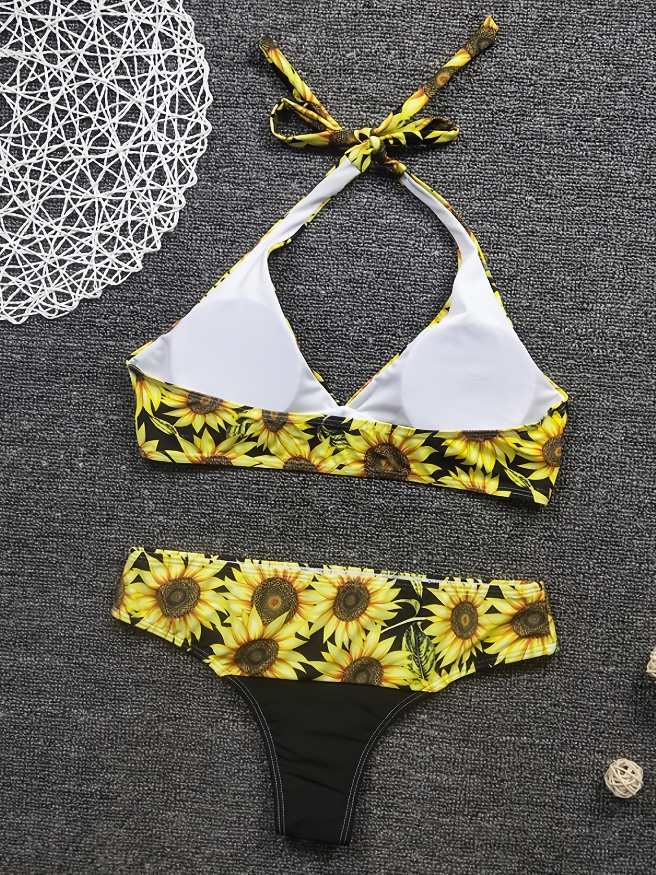 New Swimwear Sunflower Bikini Set Two Piece Swimsuit Women Bathing