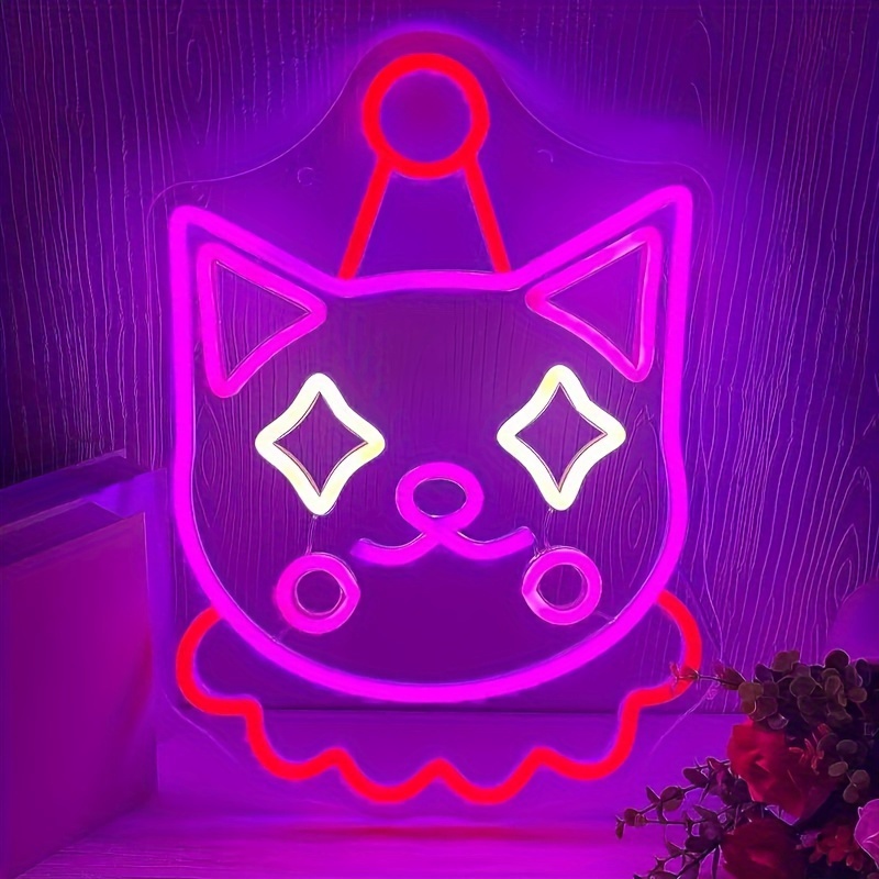 Costume Cat Neon Sign Dimmable Led Halloween Clown Cat Neon - Temu