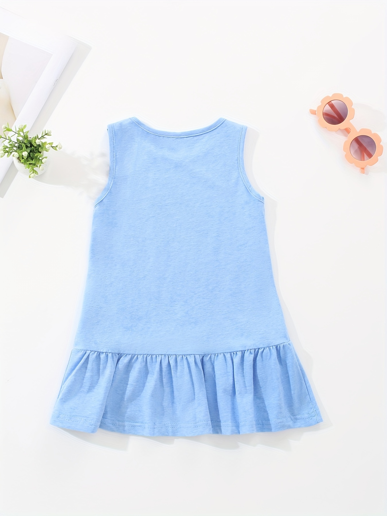 Summer Girls Casual Fashion White Dresses Cotton Ruffle Sleeveless