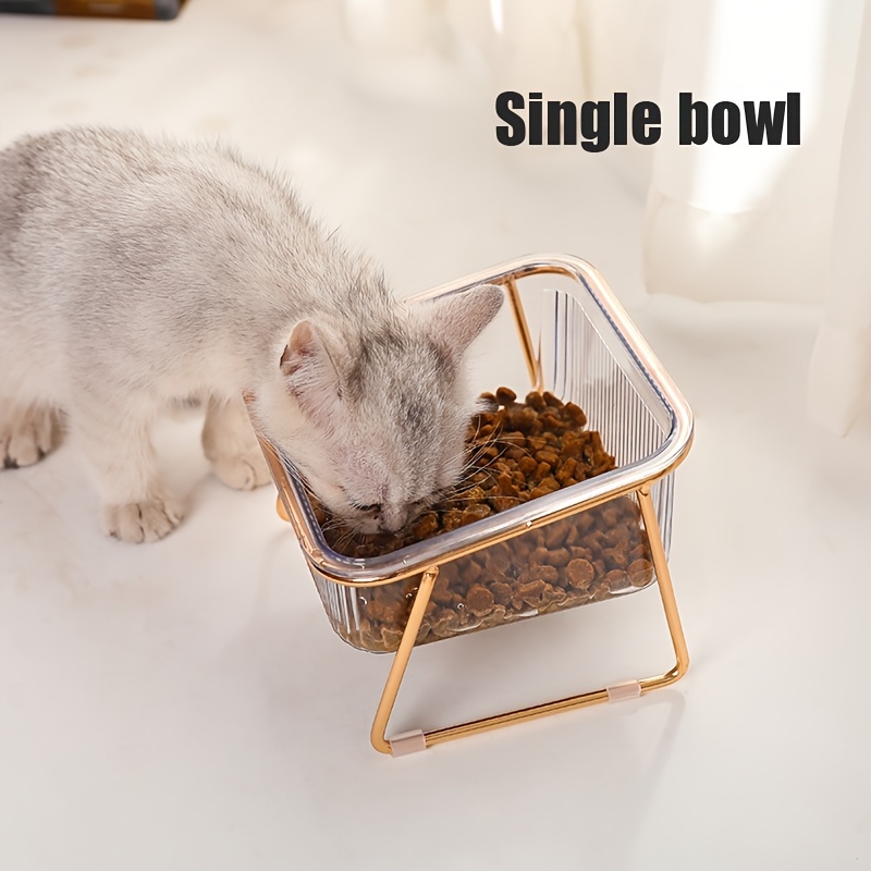 Transparent Double Cat Bowl With Vertical Design For Easy - Temu