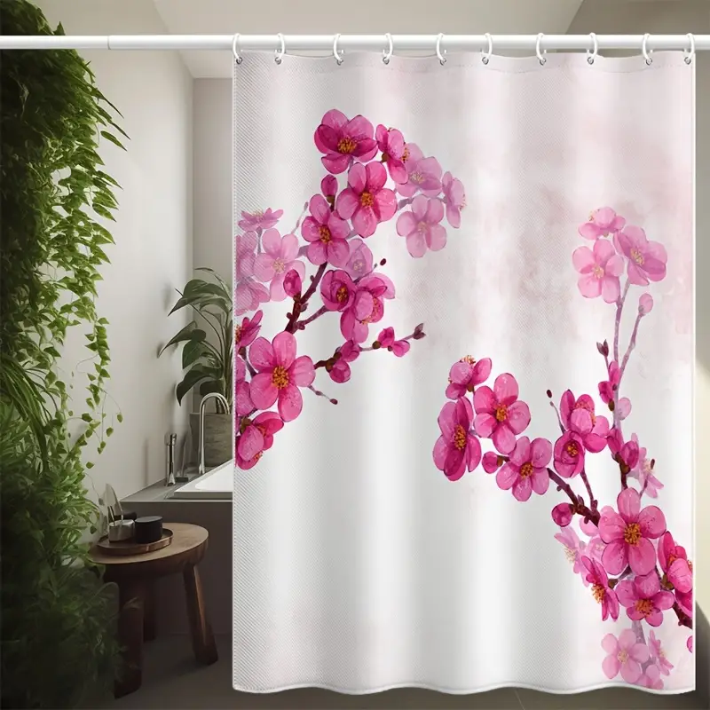 Plum Printed Shower Curtain Waterproof Bathroom Partition Temu United Kingdom
