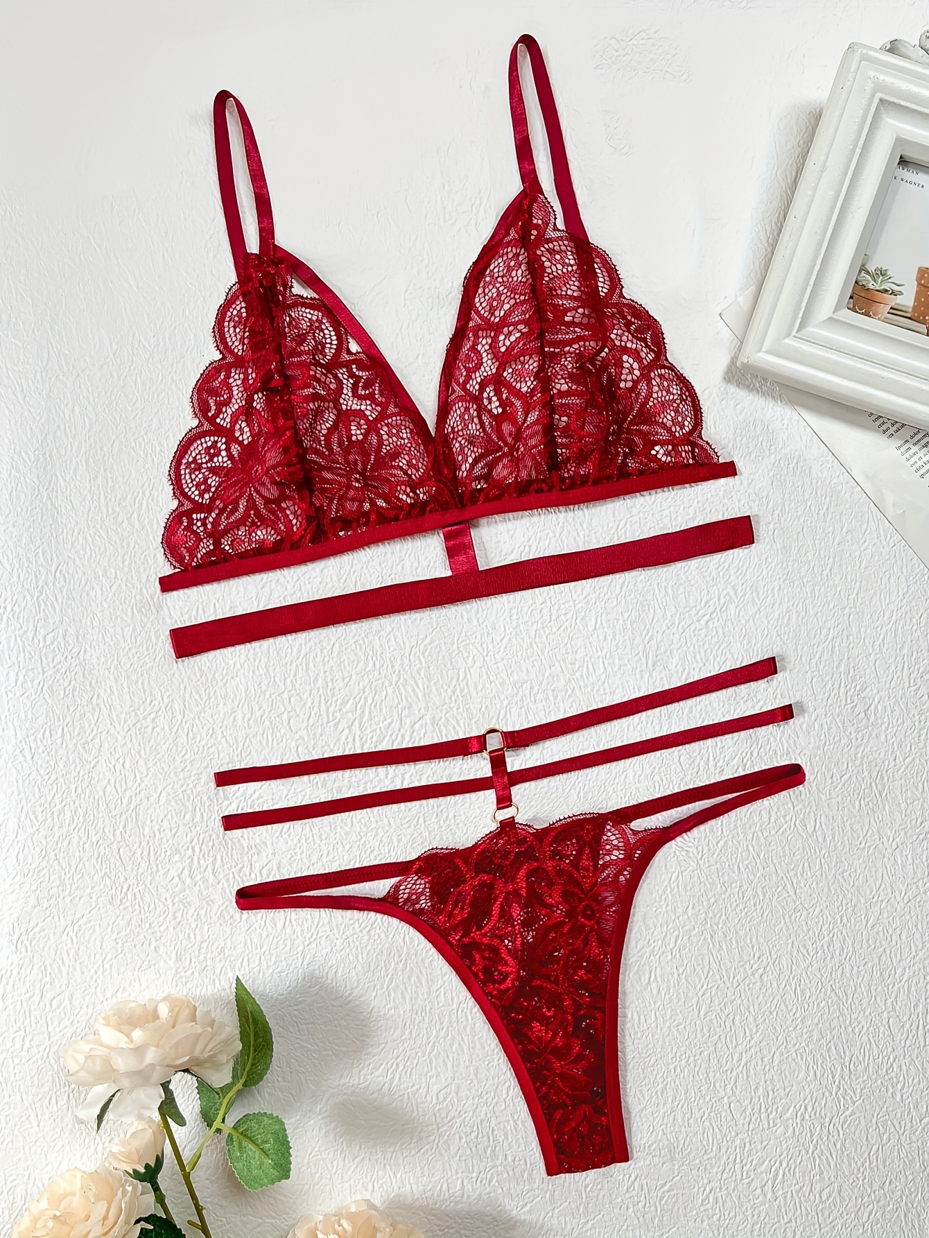 Floral Lace Lingerie Set - Free Returns Within 90 Days - Temu Qatar