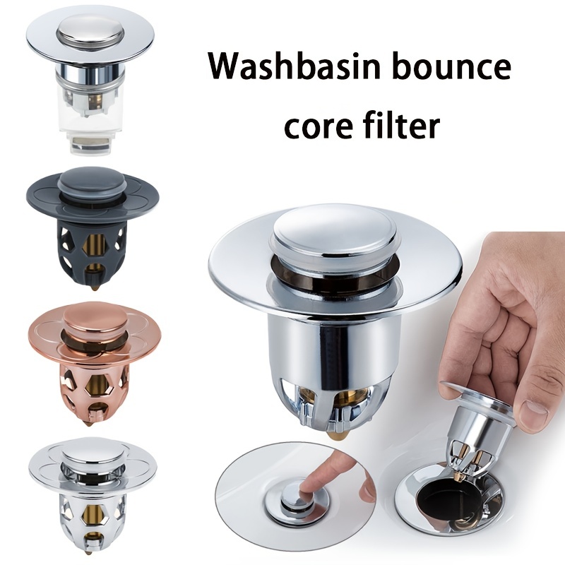 Drain Stopper Pop-Up Bounce Core Basin Filter Plug Valve Hair
