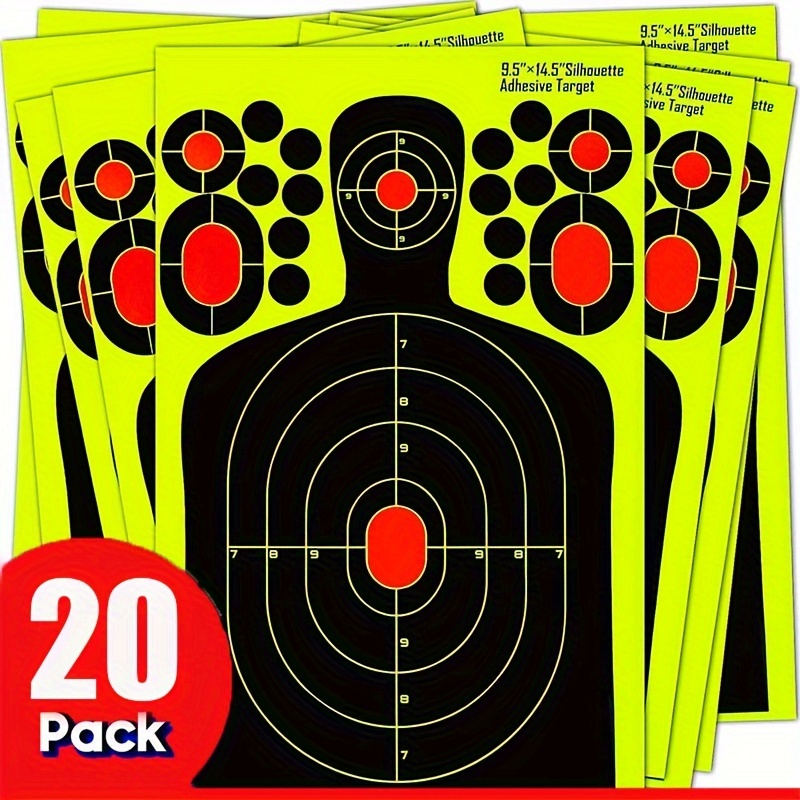 

20pcs Reactive Splatter Targets, Fluorescent Self-adhesive Range Targets, 9.5"x14.5