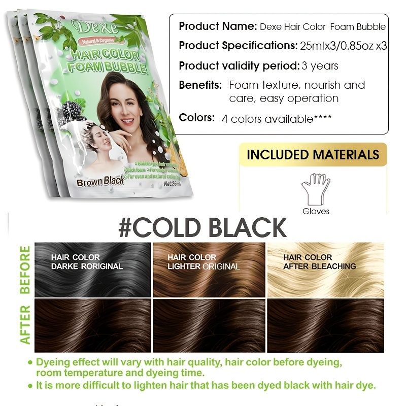 Hair Color Foam Bubble Hair Dye Anti Hair Fall Hair Color Pure Plant  Natural Based Hair Color Dye At Home Black Brown 25ml 3 | Shop On Temu And  Start Saving | Temu