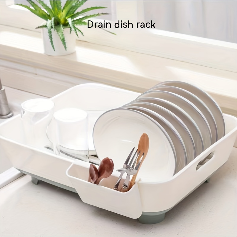 Plastic Dish Drainer Tray-Kitchen Ware Cutlery Drain Storage Rack Organizer  1pc