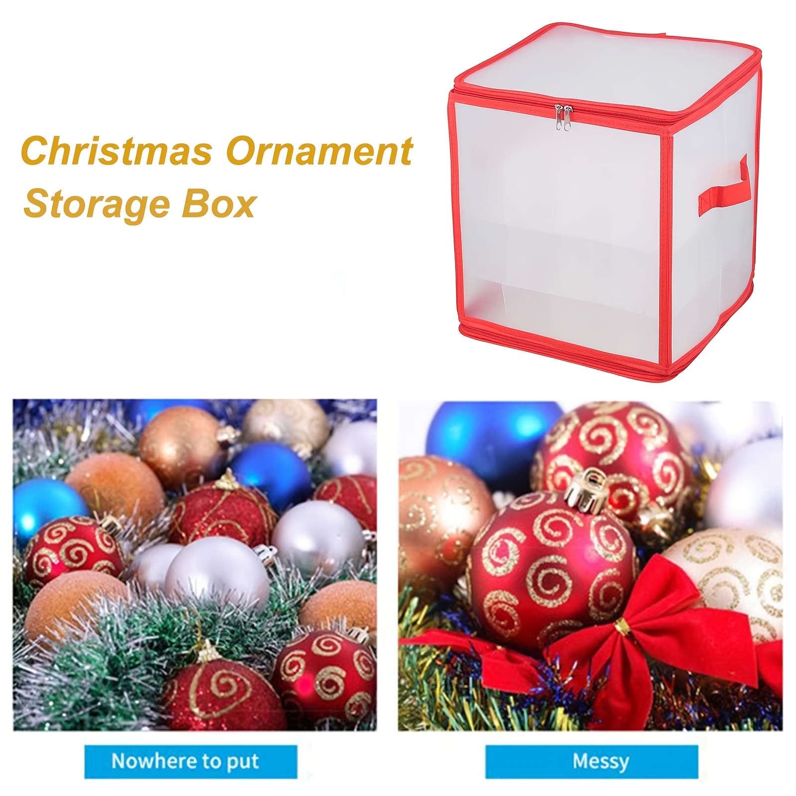 1 pièce boîte de rangement pour boules de Noël, boîte de rangement