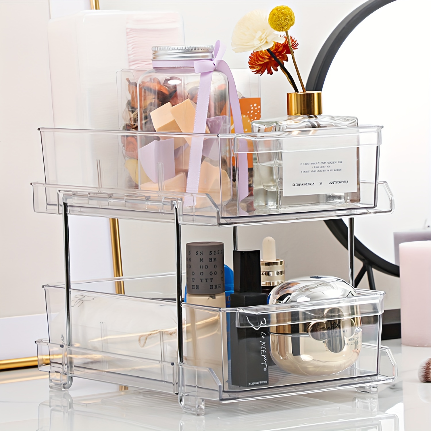 2 Tier Acrylic Clear Organizer With Dividers - Multi-purpose Slide-out  Storage Container For Bathroom Vanity, Under Sink Closet, And Countertop  Organization - Temu Italy
