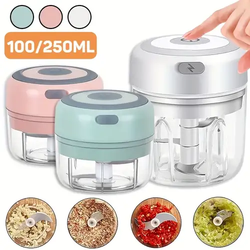 5 in 1 Auto Vegetable Chopper Set, Electric Garlic Cutter with Egg & Cream  Beater and Clean Brush, Mini Handheld Electric Food Chopper for Salad Onion