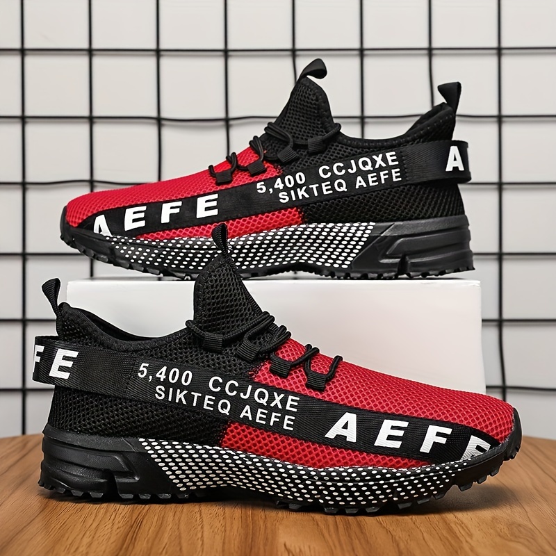 Men's Alphabets Graffiti Running Shoes Lightweight Mesh Sneakers