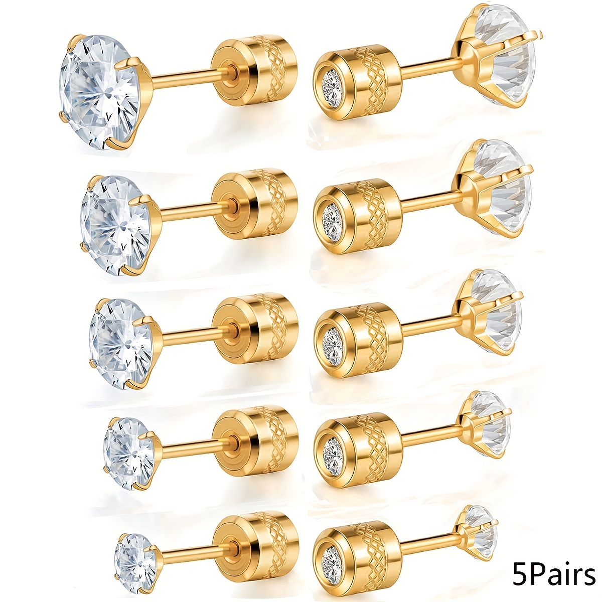3 Pairs Brass Secure Screw on Earring Backs Replacement for Threaded Post  Diamond Earring Studs Screwbacks Locking Backs