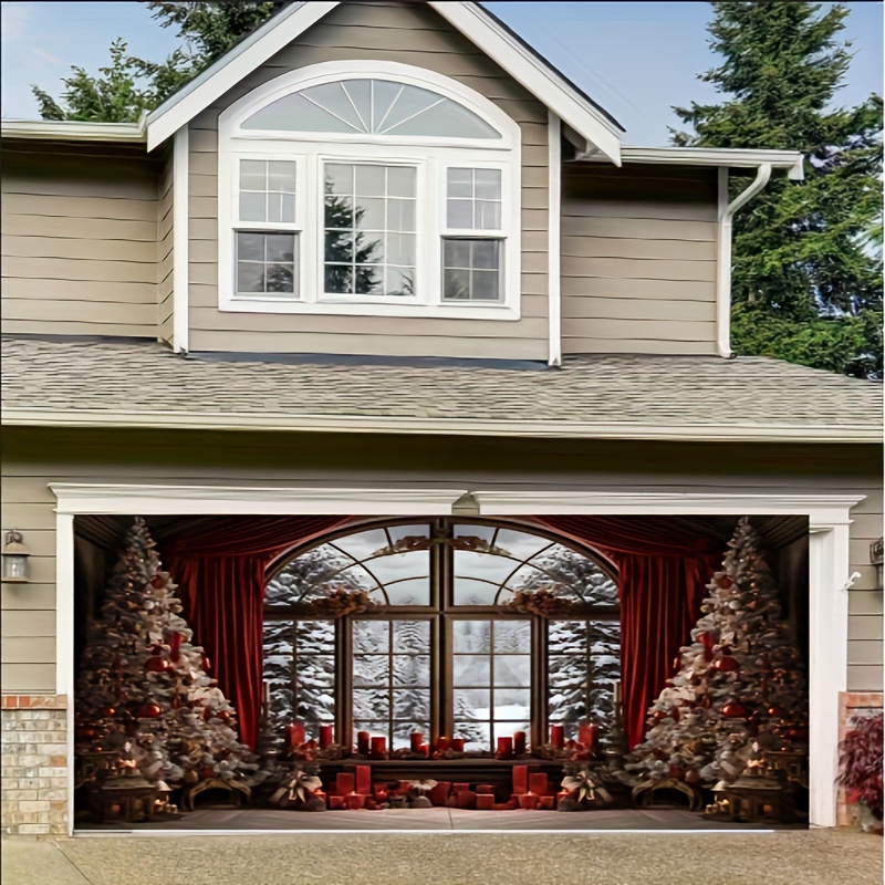 Red Christmas Wind Large Garage Roll Door Banner Garage Door Temu