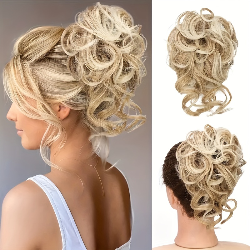 

1pc Messy Chignon Bun Hair Tie Synthetic Hair Hair Ropes Curly Hair Extension Women Hairpiece