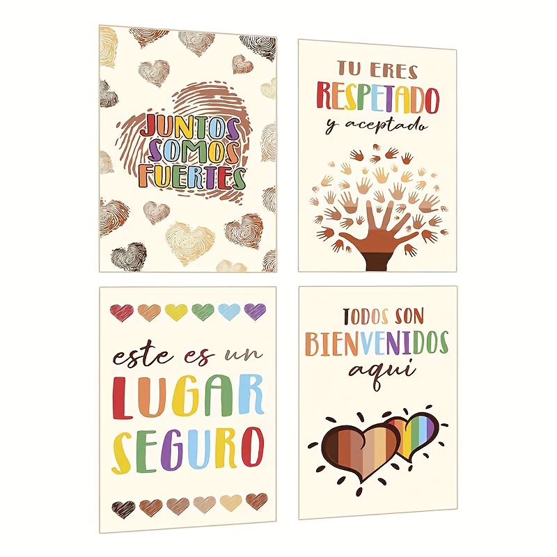 

4pcs Spanish Diversity School Counselor Office Decor Posters In Psychologist Wall Art Prints For Social Worker Inclusive Poster Signs Classroom 11x17 Inch Unframed