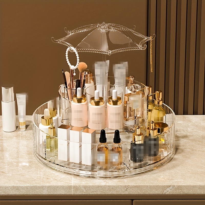 Makeup Organizer Luxury Gold Metal Glass Brush Acrylic Desk