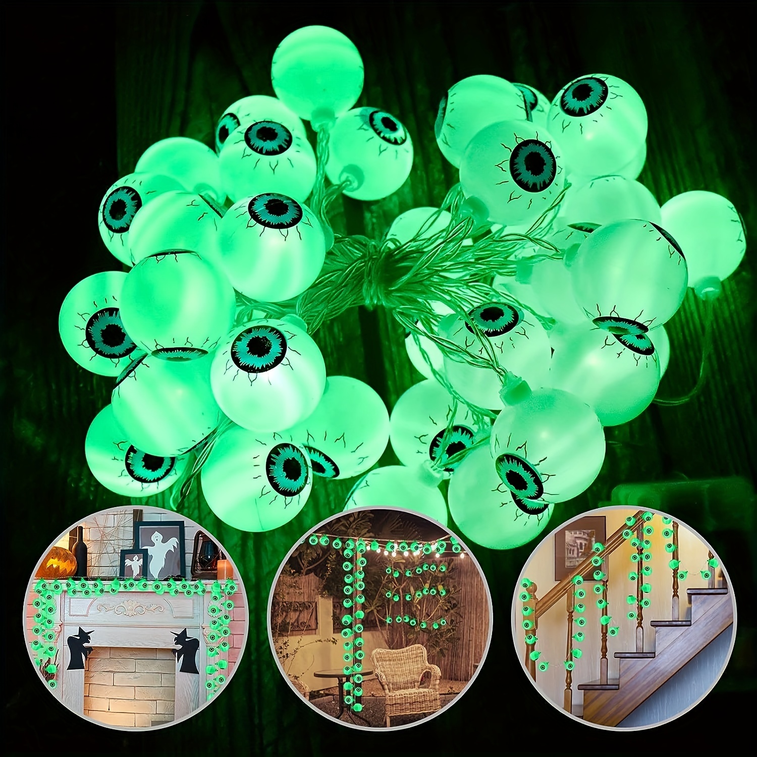 10 Led Halloween Decorative Eyeball String Lights Decoration - Temu