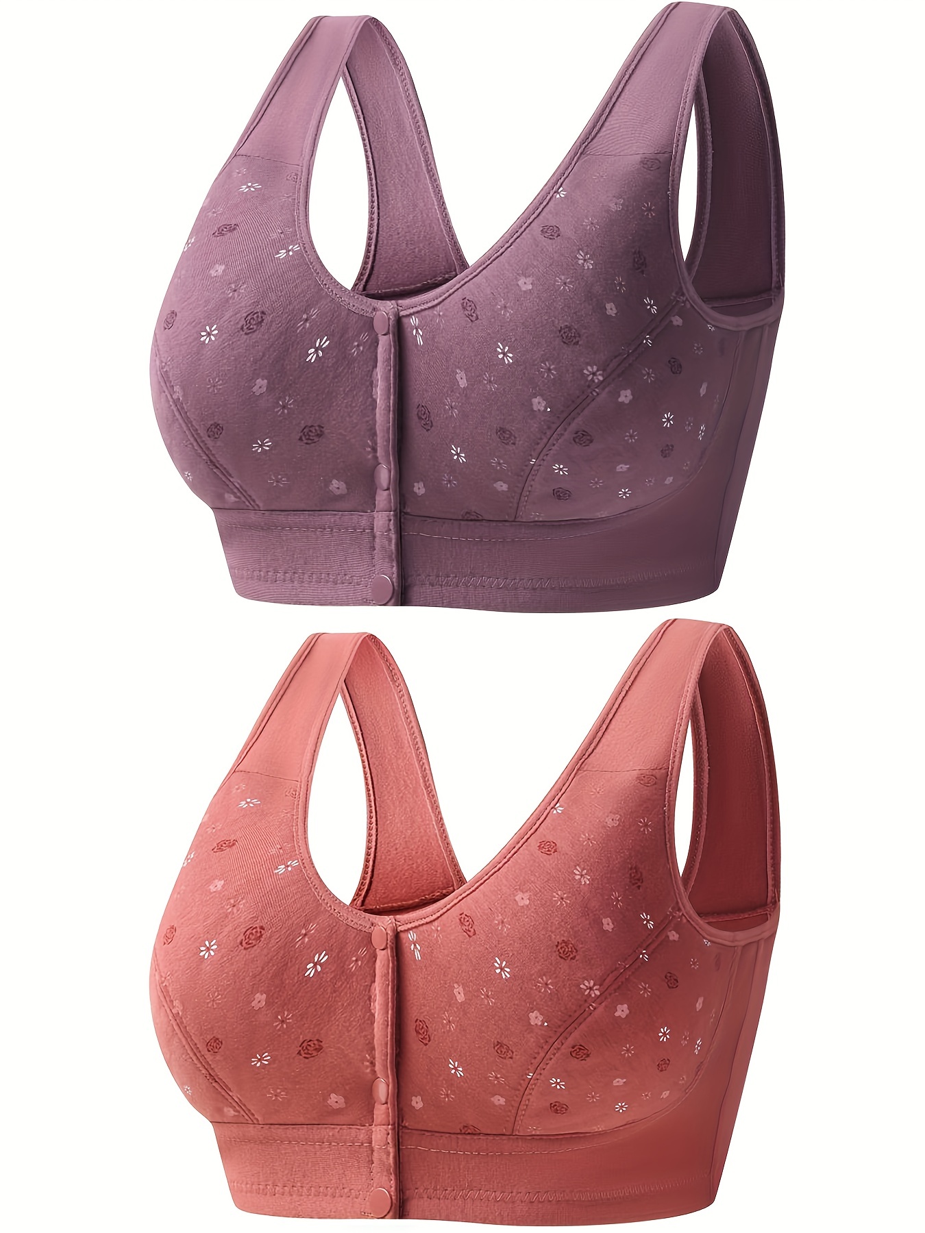 Floral Pattern Wireless Bras Comfy Breathable Stretch - Temu Canada