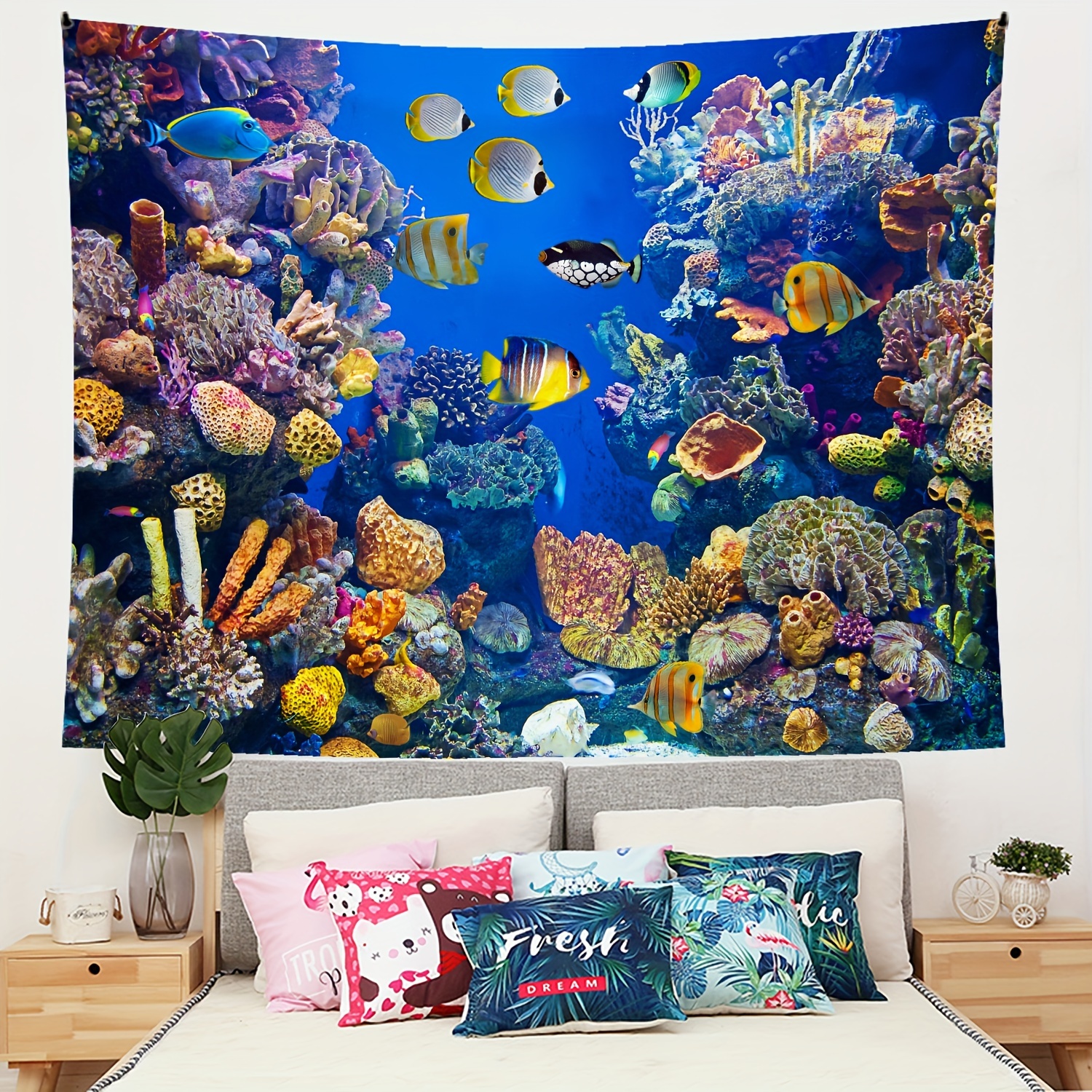 Home decoration colorful dream ocean fish tapestry wall hanging