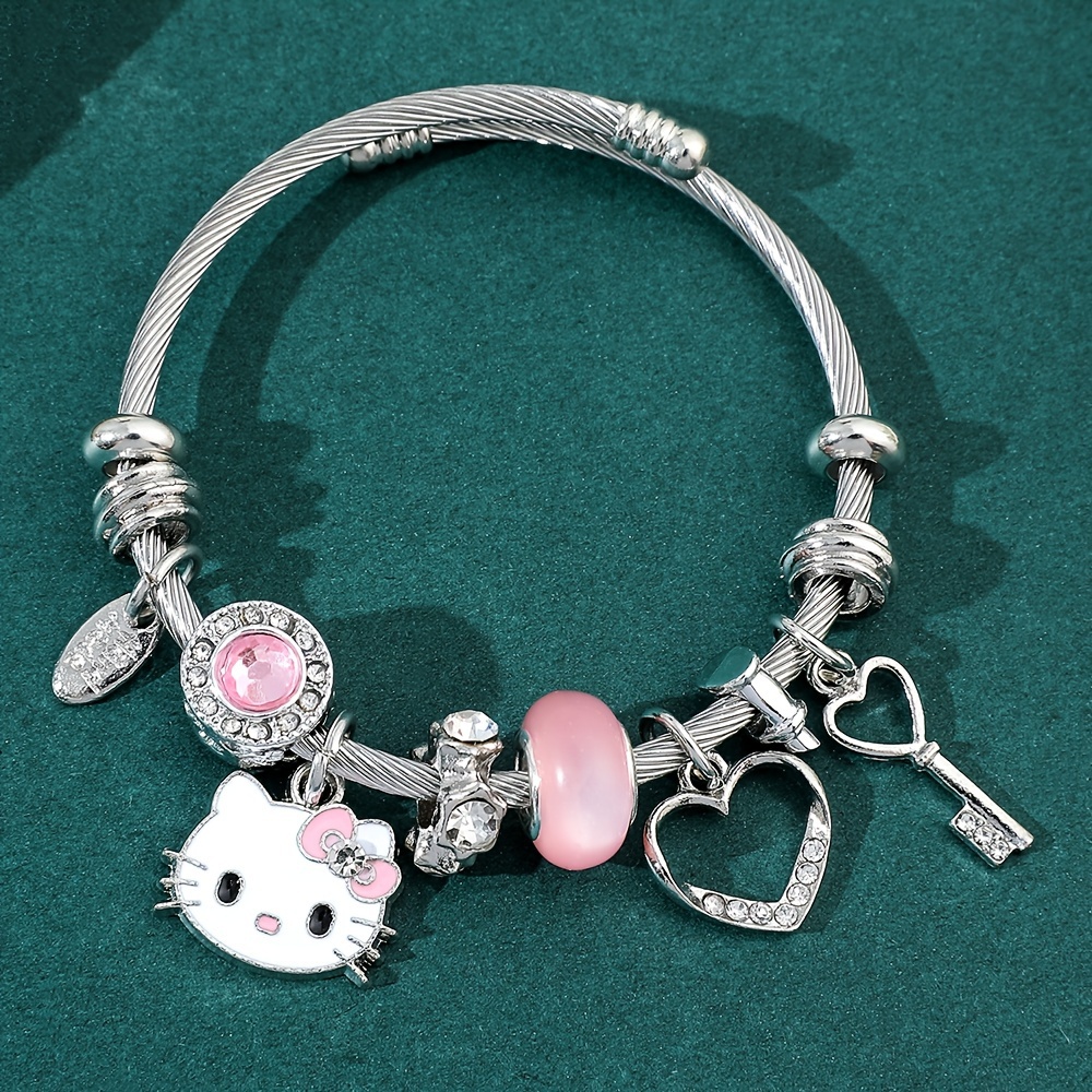 Kawaii Hello Kitty Bracelet Small Fresh Crystal - Temu Australia