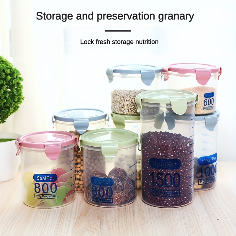 Airtight Cereal Storage Container With Lids, Clear Airtight Kitchen Food  Storage Container For Grain, Sugar, Flour, Rice, Nut, Snacks