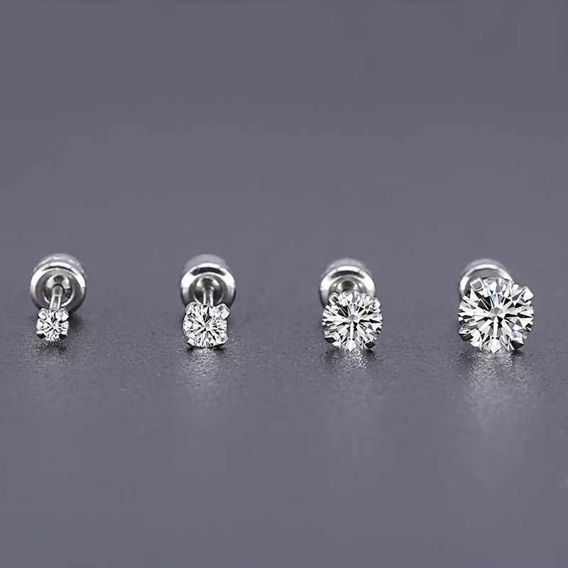 Men's Titanium Steel Zircon Earrings, Clean Design