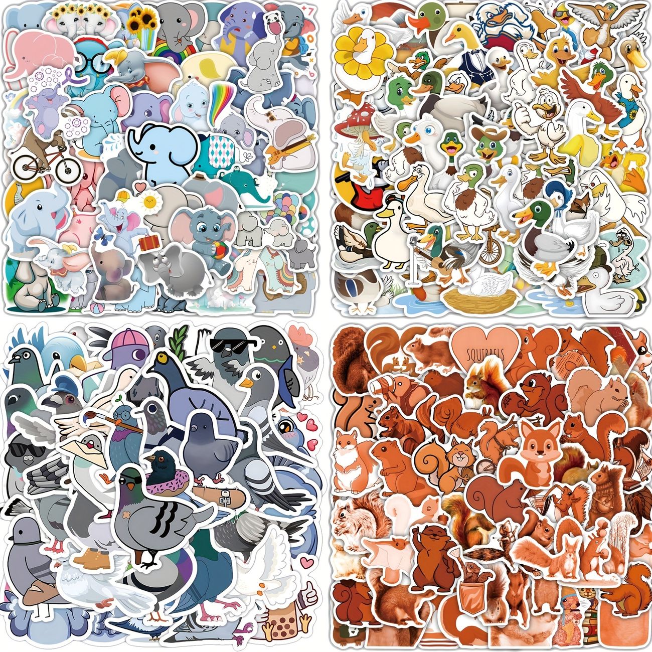 230pcs Mixed Cartoon Animals Elephant Pigeons Squirrel Duck Stickers For Water Bottles Laptop Phone Skateboard Bicycle Waterproof Vinyl Stickers - Arts, Crafts & Sewing - Temu 230pcs Mixed Cartoon Animals Elephant Pigeons Squirrel Duck Stickers For Water Bottles Laptop Phone Skateboard Bicycle Waterproof Vinyl Stickers - Arts, Crafts & Sewing - Temu
