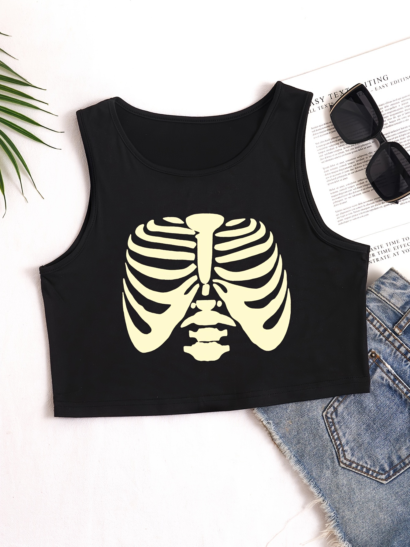 zdhoor Woman Gothic Skeleton Skull Hand Crop Top Bra Shoulder Straps Slim  Fit Tank Top Sleeveless Shirt Black Small : : Clothing, Shoes &  Accessories