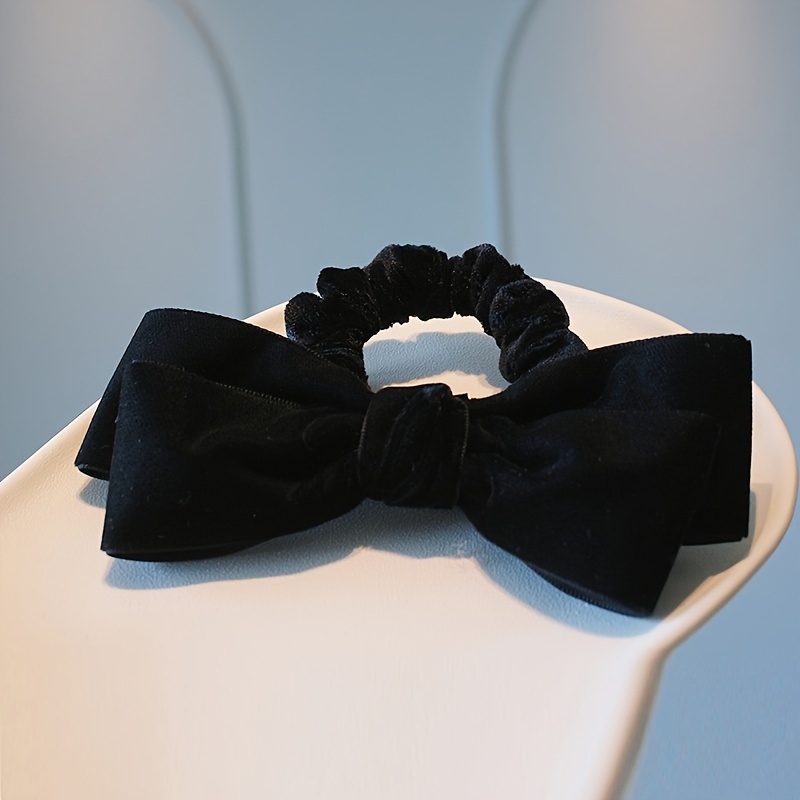 Velvet Ribbon Hair Tie For Women With High Elasticity Bow - Temu