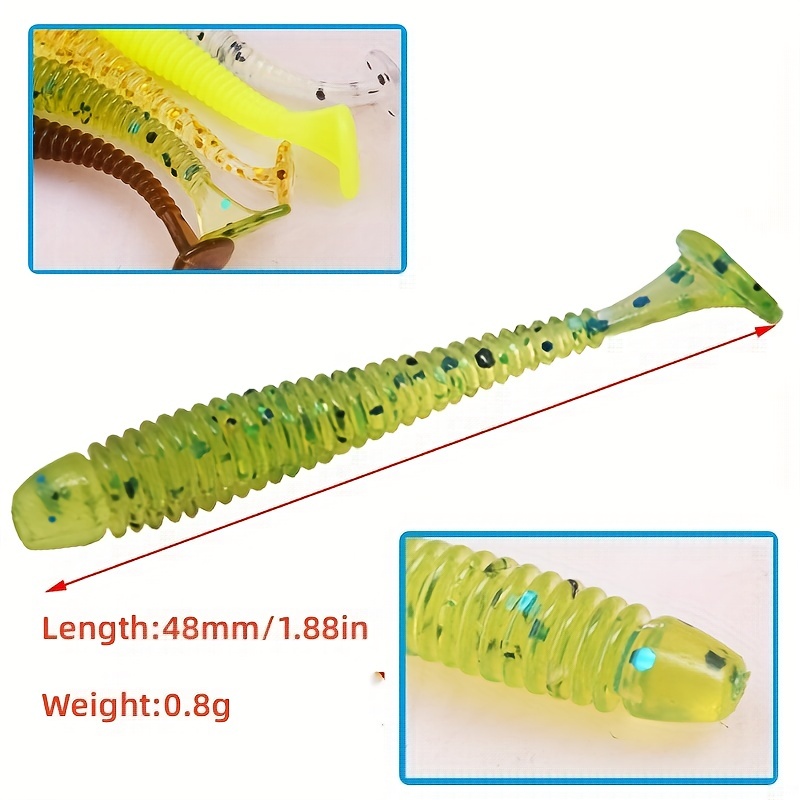 30 шт./кор. 55 мм 50 мм т хвост черви мягкий пластиковый искусственный  рыболовный приманка комплект