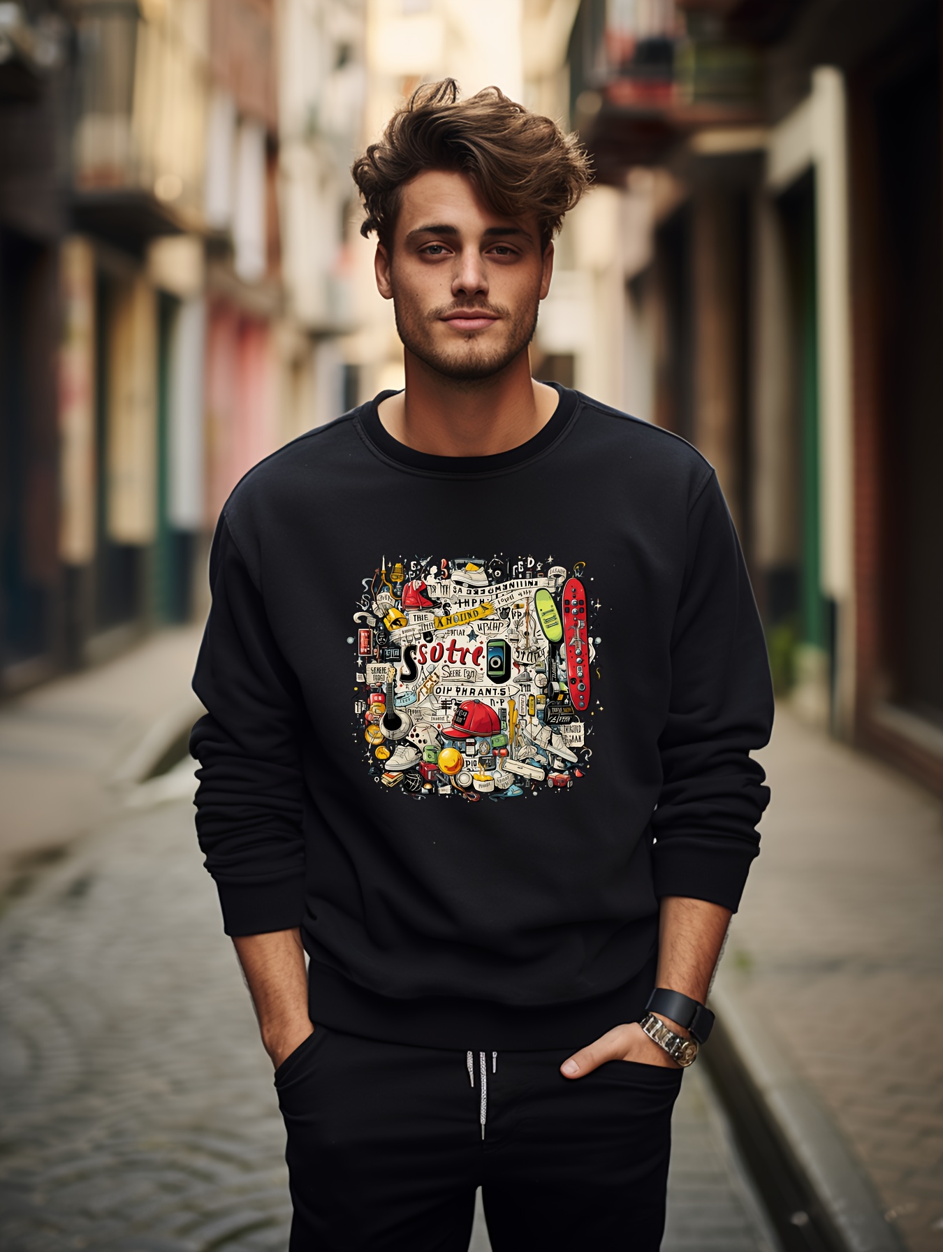 Moda Masculina Casual Skateboard Padrão Engraçado Impressão - Temu