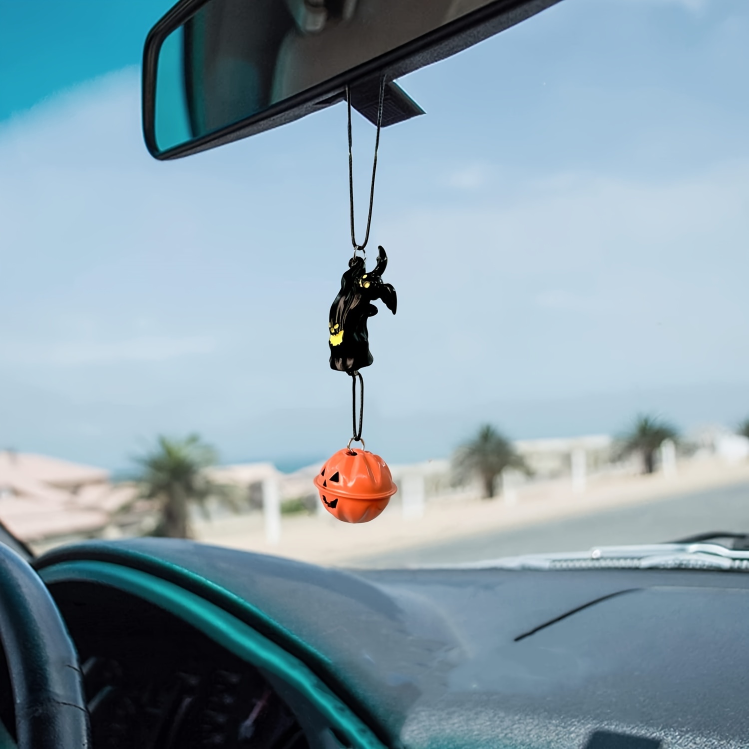  Halloween Auto Hängende Ornament, Auto Spiegel Hängen Zubehör,  Rochet Kürbis und Geist Auto Anhänger für Auto Dekoration
