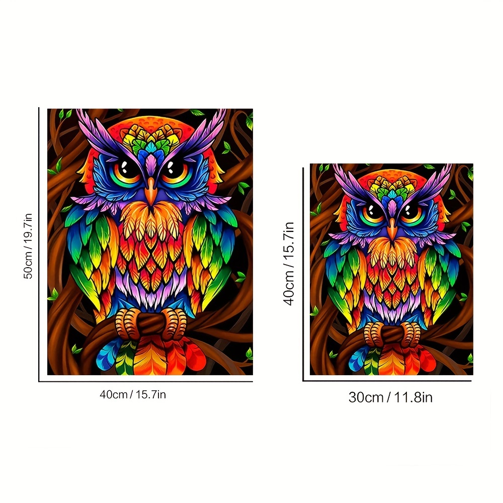 Paint by Numbers for Kids Ages 8-12 DIY Neon Owl Paint by Number on Rolled  Canvas Colorful Paintworks Animals, Without Frame, 20x16 Inch 