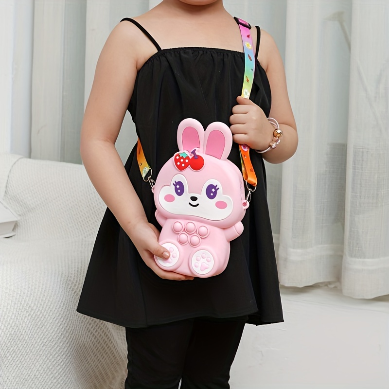 girls silicone coin purse cute rabbit shoulder bag push bubble sensory bag ideal choice for gifts