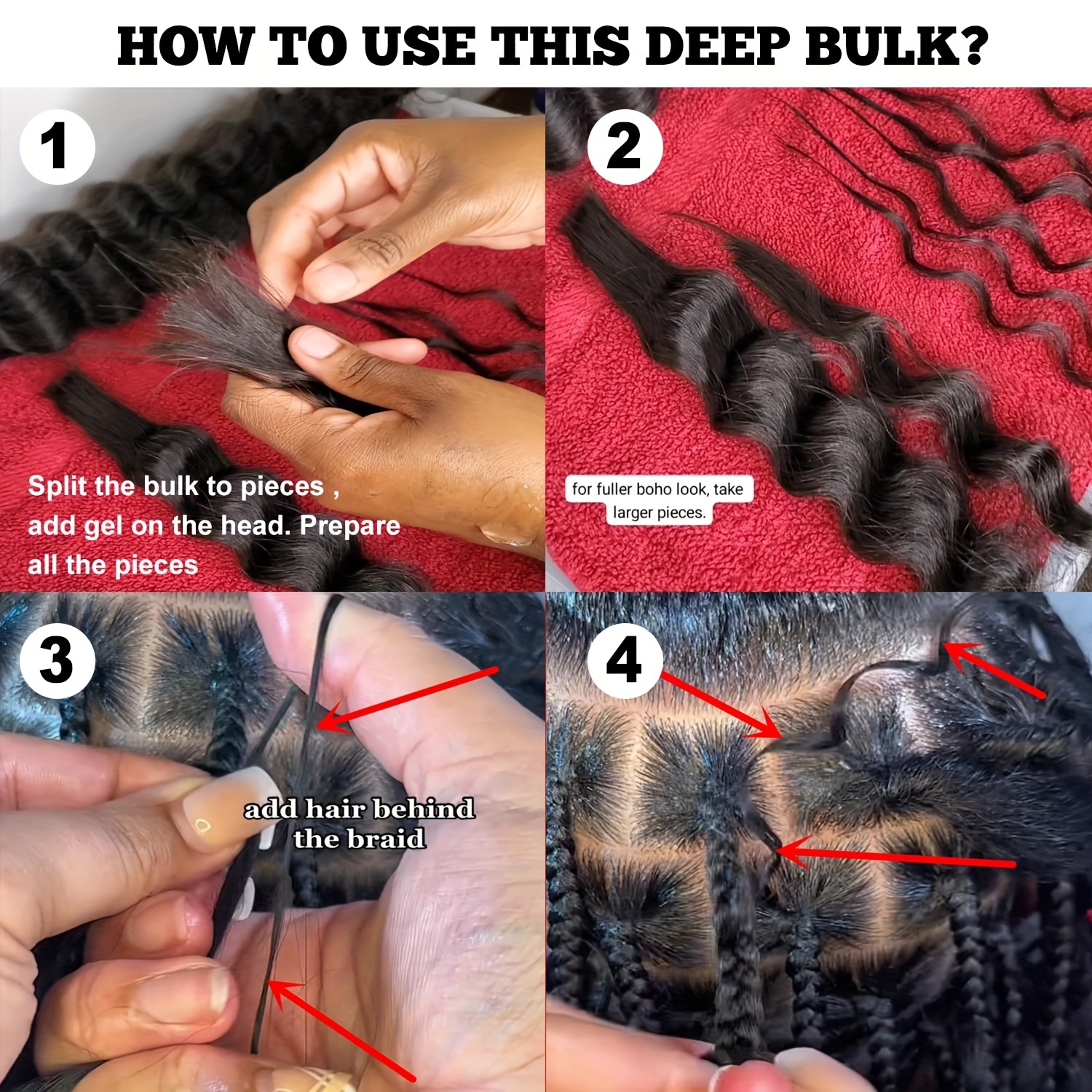 Deep Wave Bulk Human Hair for Braiding No Weft 100g (1Pack-2Bundles) 100%  Unprocessed Brazilian Virgin Human Hair Extensions Human Braiding Hair For