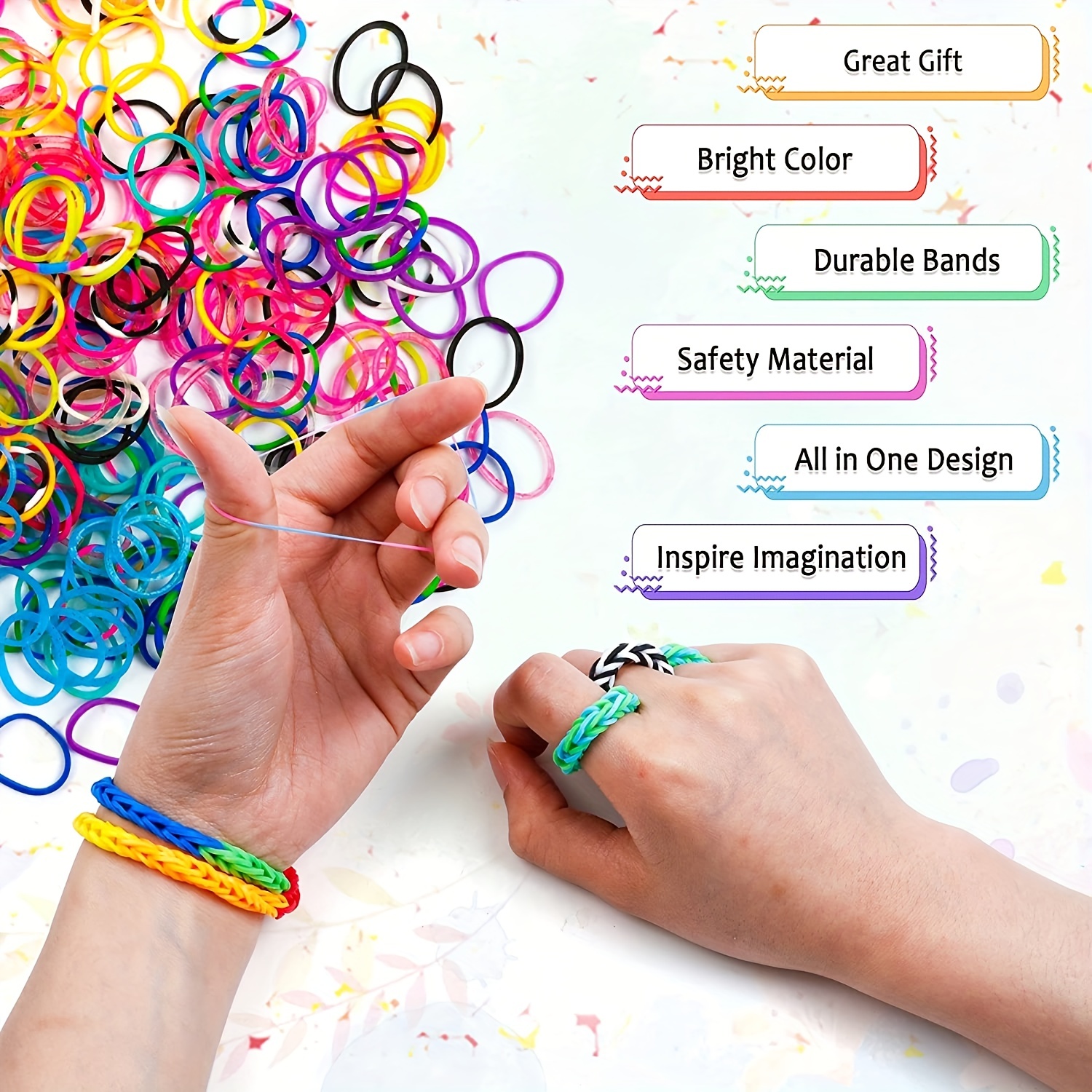 Kit de repuesto de gomas para hacer pulseras con 1500 bandas de colores en  23 colores
