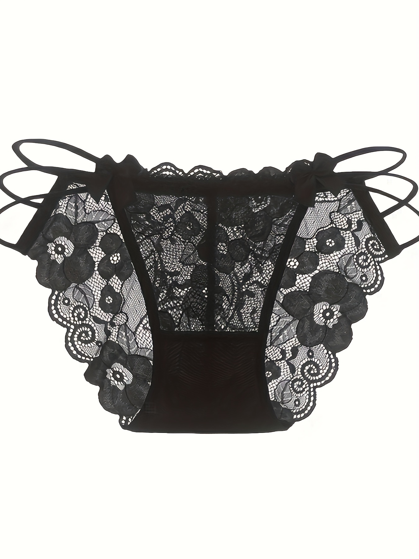 Women's Black Floral Pattern Panties