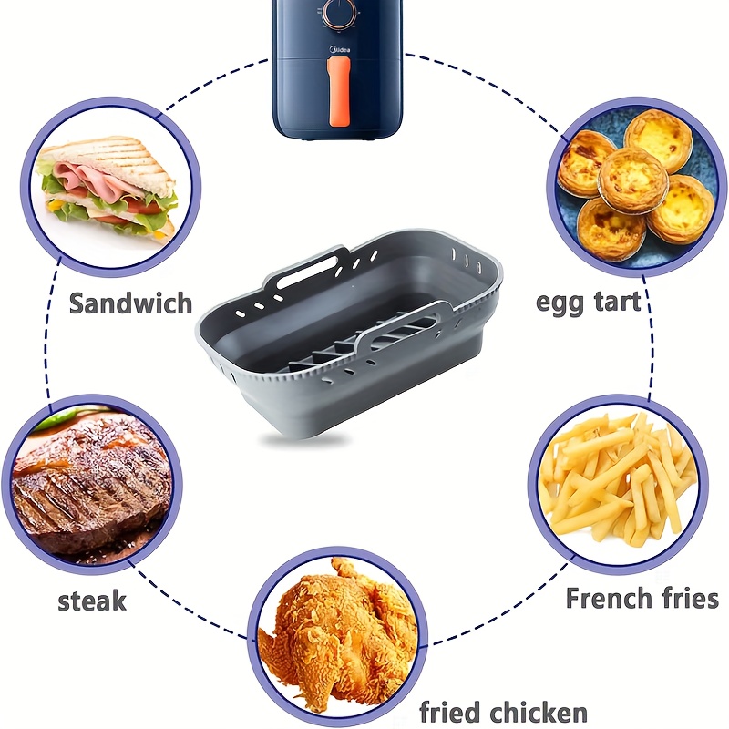 1pc/2Pcs Air Fryer Silicone Liners Rectangular Compatible With