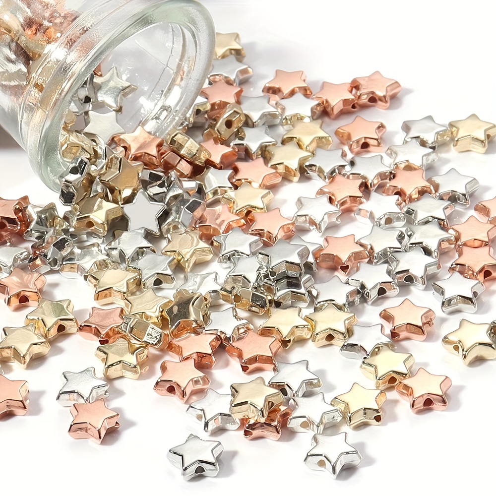 Golden Color Star Ccb Beads Diy Loose Plastic Beads Star - Temu