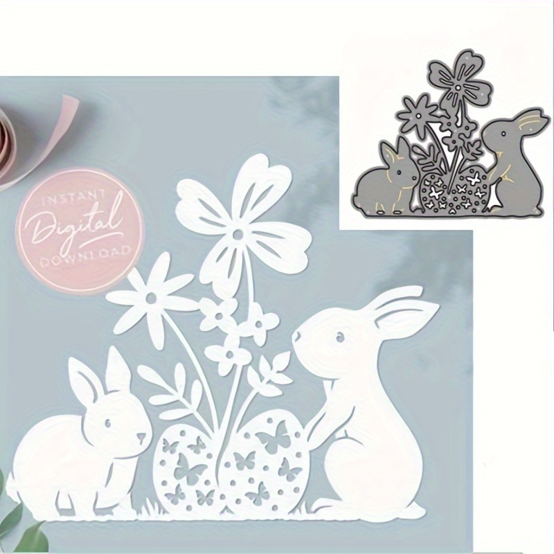 

A Diy Scrapbook Sheet, Mini Compound Festival Rabbit Easter Egg, Card Handmade Self-made Golden Embossed Mold, Carbon Steel Cutting Die