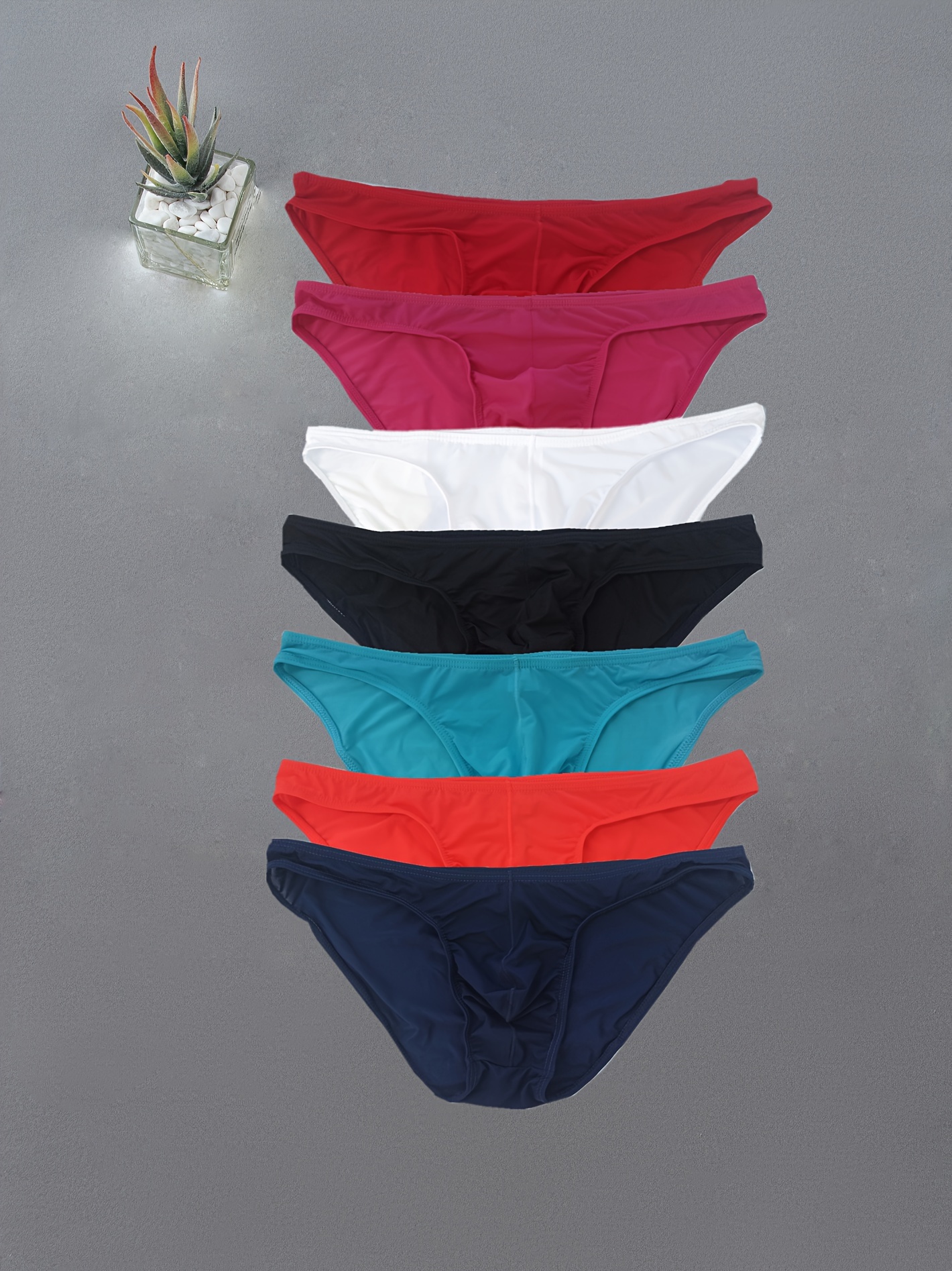 Men Sexy Briefs Bulge Pouch Ice Silk Underwear Low-waist Ultra