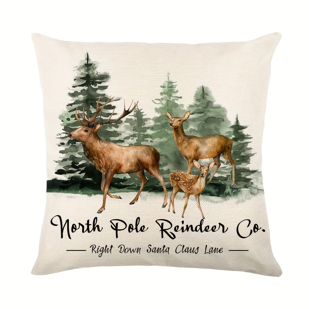 Homey Cozy Christmas Reindeer Throw Pillow Cover & Insert - On