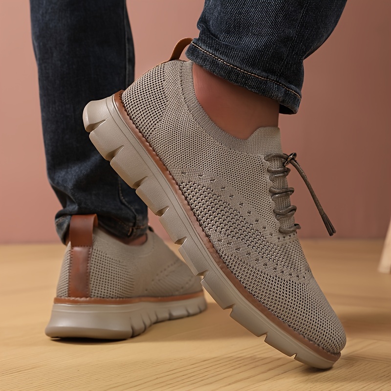 Men's Breathable Woven Knit Sneakers - Lightweight Stability Non-Slip Rubber Sole, EVA Cushioned Insole, Low-Top Lace-Up Design for Gym, Training & Casual Wear - All-Season Comfort, Shoe Insoles, Gym Footwear, Stylish Laceups, Flexible Fabric Upper, Outdoor Activities, Trendy Footwear, Durable Construction, Comfortable Footwear, Fitness Enthusiasts