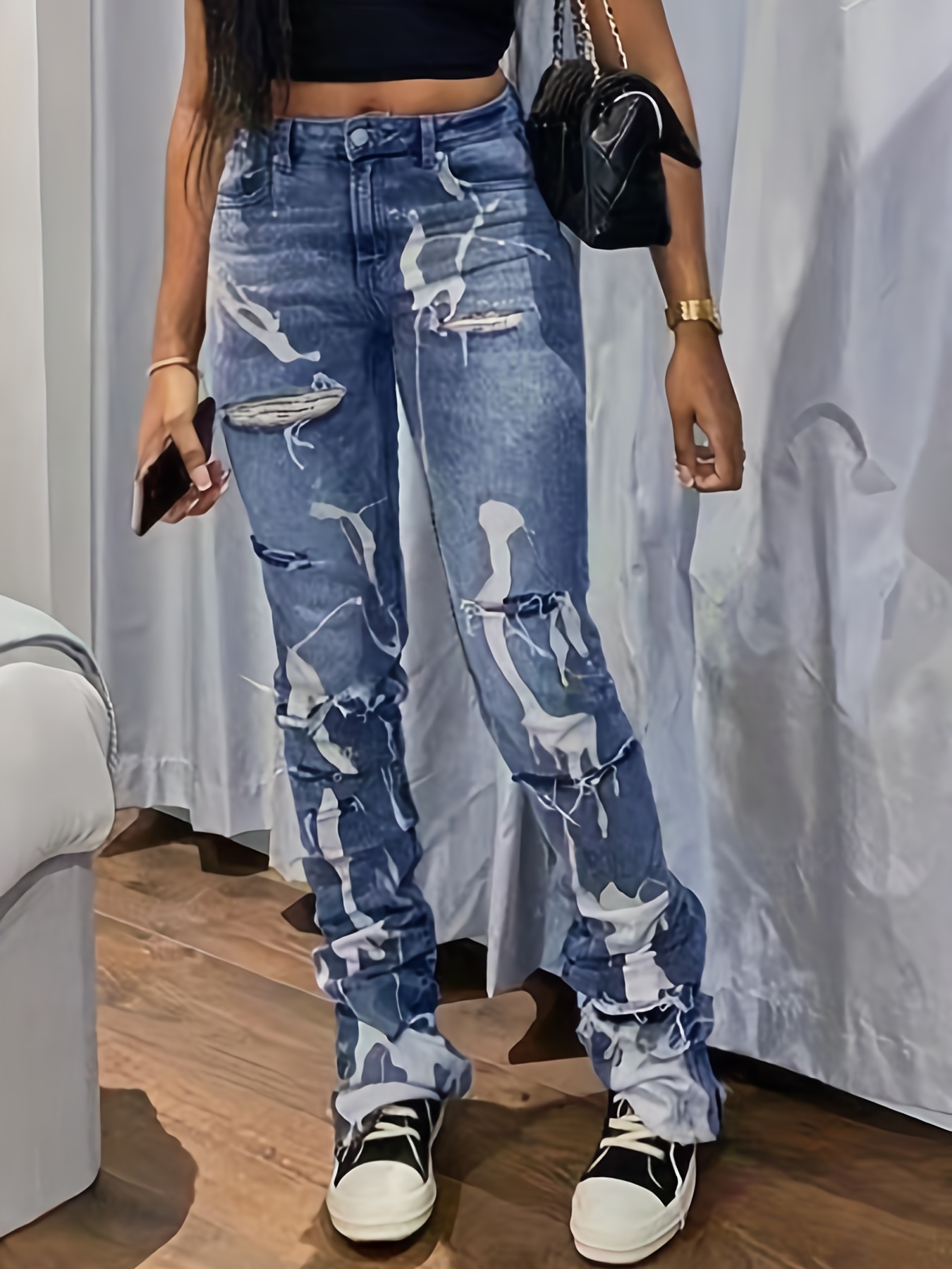 Ripped Jeans For Women - Temu